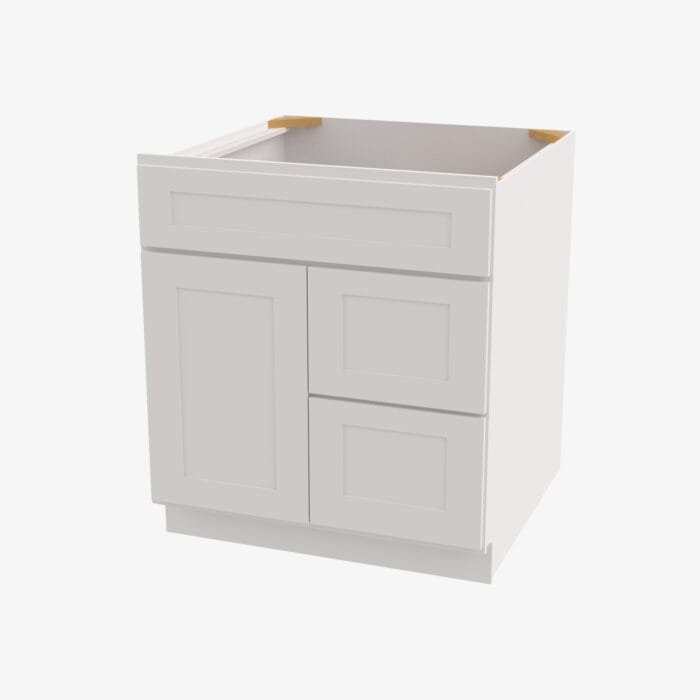 AW-S3021DR-34-1/2 Single Door 30 Inch Combo Vanity with Right Drawer | Ice White Shaker