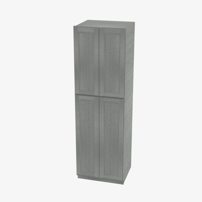 TG-WP2490B Four Door 24 Inch Tall Wall Pantry Cabinet with Butt Doors | Midtown Grey