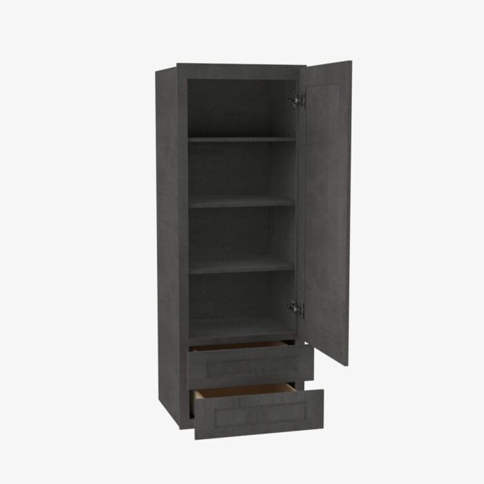 TS-W2D1854 Single Door 18 Inch Wall Cabinet With 2 Built-In Drawers | Townsquare Grey