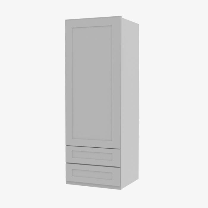 AB-W2D1860 Single Door 18 Inch Wall Cabinet With 2 Built-In Drawers | Lait Grey Shaker