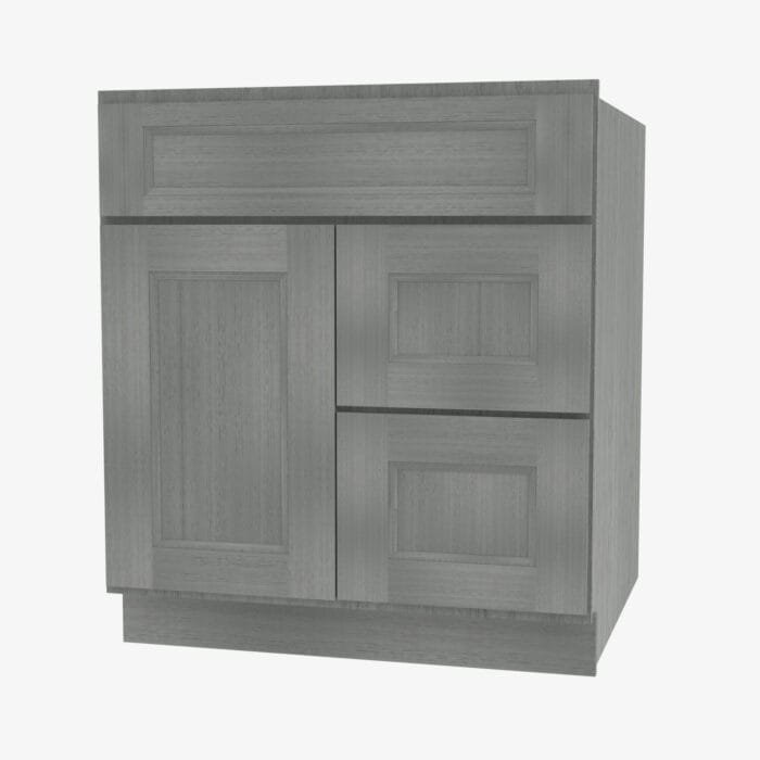 TG-S3621BDR-34-1/2 Double Door 36 Inch Sink Base Combo Vanity with Right Drawer | Midtown Grey