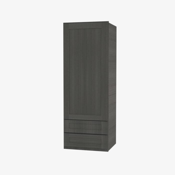 AG-W2D1848 Single Door 18 Inch Wall Cabinet With 2 Built-In Drawers | Greystone Shaker