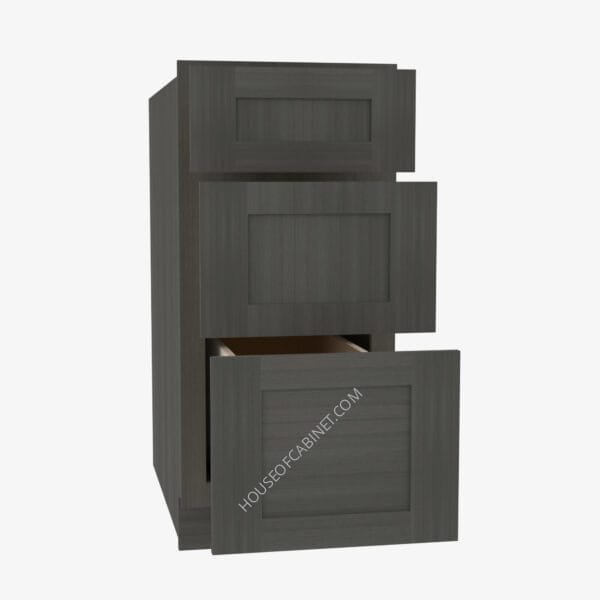 AG-DB15(3) 15 Inch 3 Drawer Pack Base Cabinet | Greystone Shaker