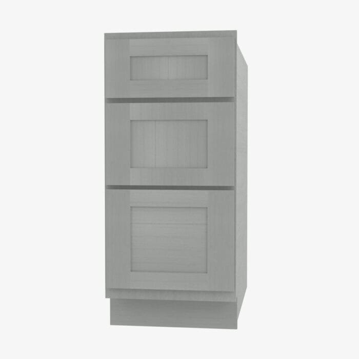 AN-DB15 3 15 Inch 3 Drawer Pack Base Cabinet | Nova Light Grey Shaker