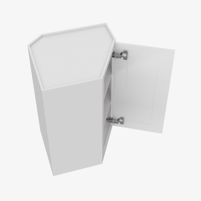 GW-WDC274215 Single Door 27 Inch Wall Diagonal Corner Cabinet | Gramercy White