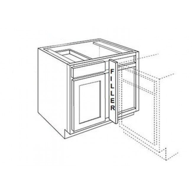 GW-BBLC45/48-42W Double Door 42 Inch Base Blind Corner Cabinet | Gramercy White