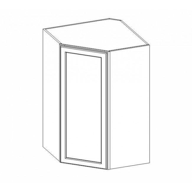 GW-WDC274215 Single Door 27 Inch Wall Diagonal Corner Cabinet | Gramercy White