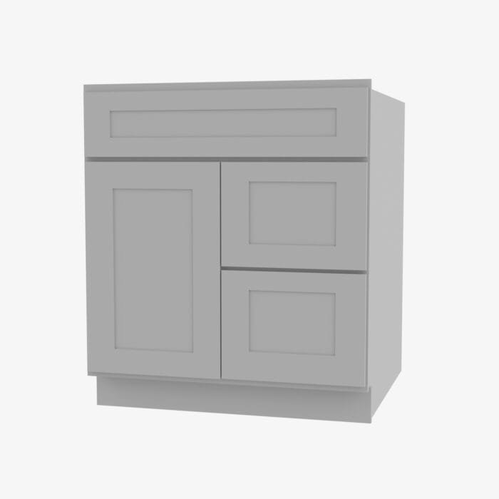 AB-S3021DR-34-1/2 Single Door 30 Inch Combo Vanity with Right Drawer | Lait Grey Shaker