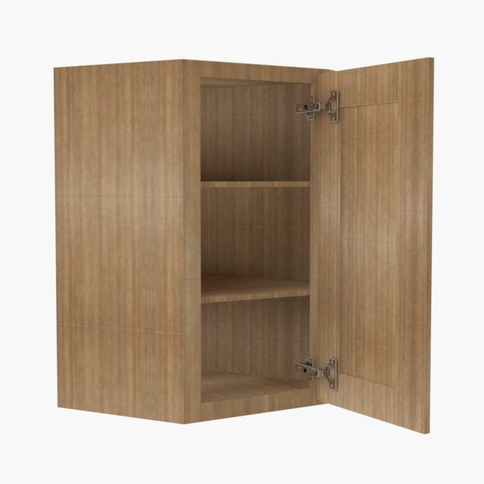 AR-WDC274215 Single Door 27 Inch Wall Diagonal Corner Cabinet | Woodland Brown Shaker