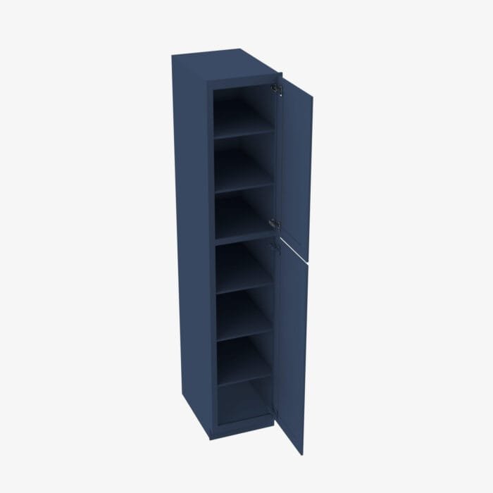 PD-WP1890 Double Door 18 Inch Tall Wall Pantry Cabinet | Petit Blue